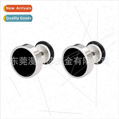 Stainless Steel Europe Earrings Round Cake Dumbbell Drip Gel