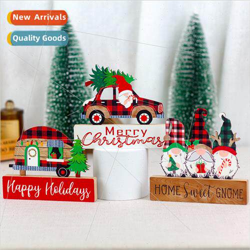 New Christmas decorations creative wooden block faceless old