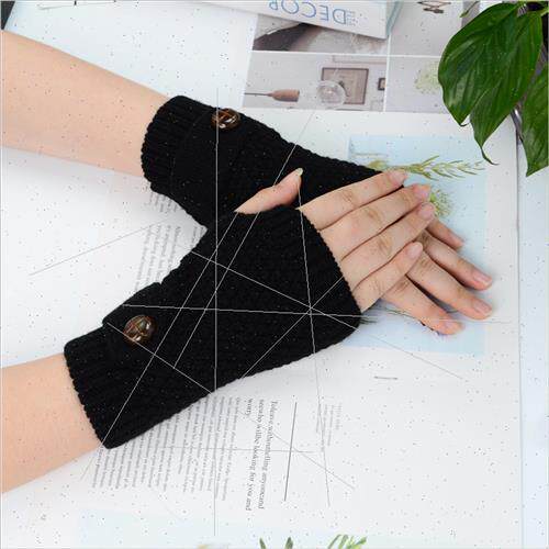 Winter new gloves men women warm half-finger gloves wool knt