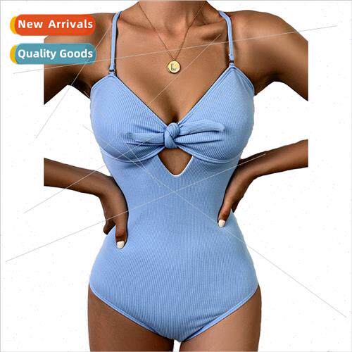 One-piece swimsu female 2022 new Europe triangle bow special