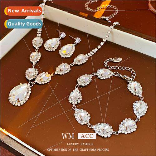 French Diamonds Water Drop Pendant Necklace Chain Necklaces