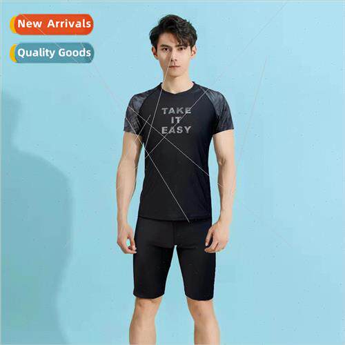 Mens swimsu spl two-piece short-sleeved teenage students fiv