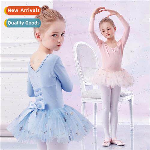 Childrens dance costumes spring and fall long-sleeved one-pi