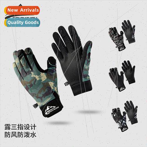 Winter outdoor fishing gloves mens a -slip open finger touch