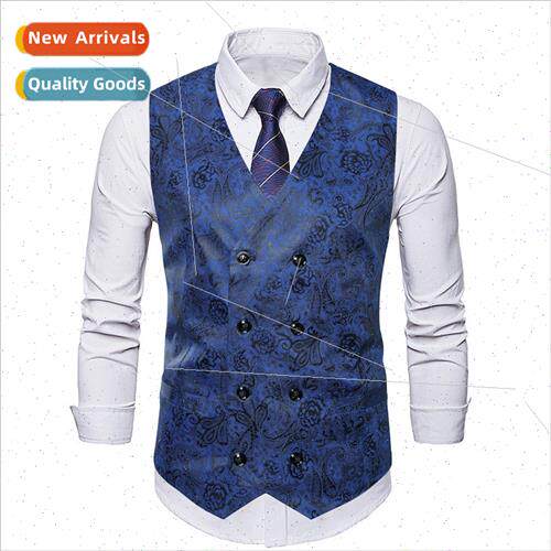 2023 fall winter new shoulders vest men double-breasted V-ne