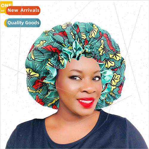 Printed Large Lace Round Cap Double Satin Sleeping Cap Chemo