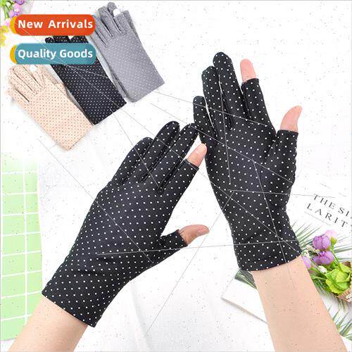 Spring summer ladies gloves thin spandex elastic dew two fin