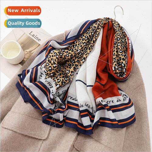 Autumn new leopard h color imation cotton linen silk scarf s