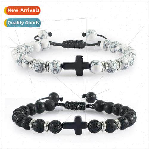 Europe America Jewelry Cross Bead Weaving Bracelet Lava Volc