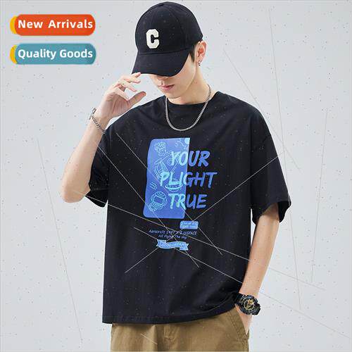New men short-sleeved T-shirt Korea  round neck simple loose