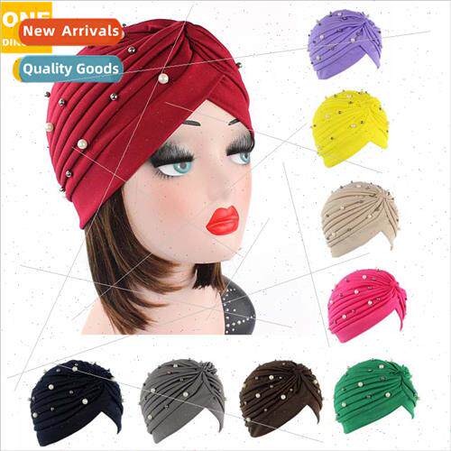 New Full Star Pearl Indian Hat Ladies Gorgeous Turban Hat Ch