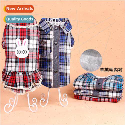 Dogs fall winter thickened clothes plaid shirt poodle chenil