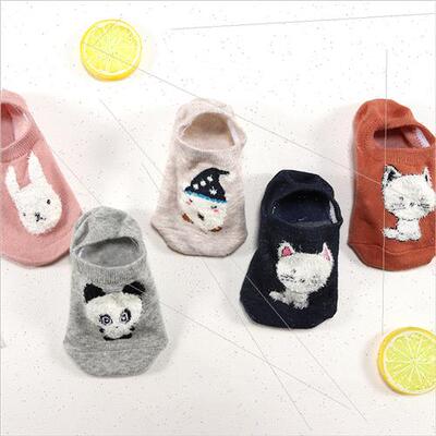 Invisible socks female plush cartoon pattern seasonal new sp