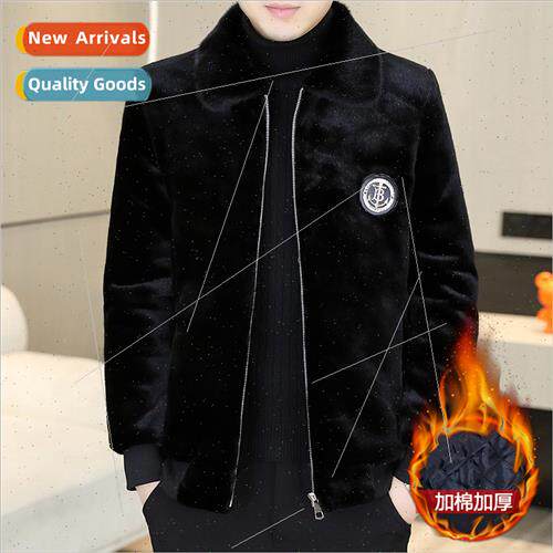 Men lapel fall winter coat thickened 2023 new gold sable cot