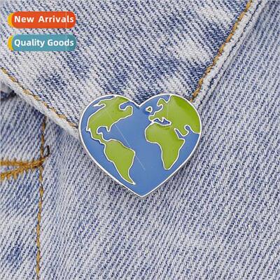 Map World Our Hearts Pin Love Metal Badge Pins Cowboy Access