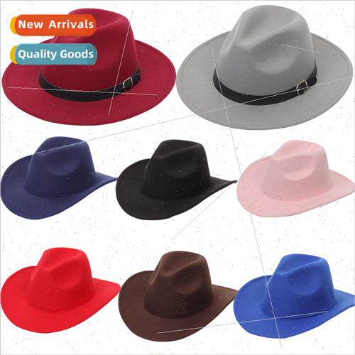 Solid Color Felt Hat English Retro Jazz Hat Men Women Flat B