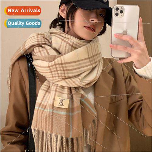 Autumn winter Korean  ins wind imation cashmere plaid scarf