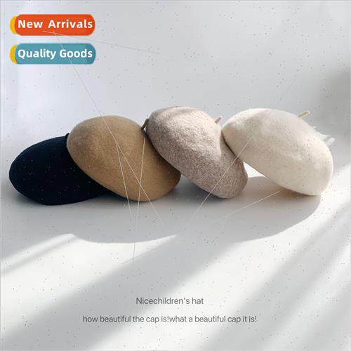 Wool beret women autumn winter hat solid color UK retro ins
