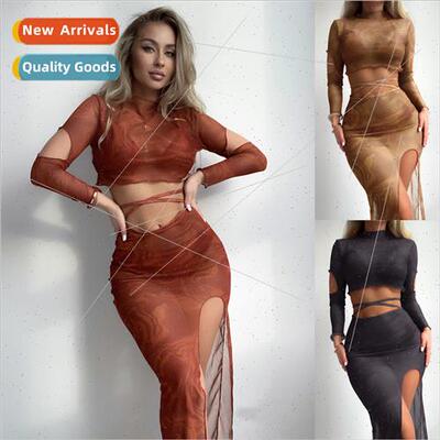 2024 New Long Sleeve Skirted Outer Shirt Swimsu Set Spl Biki