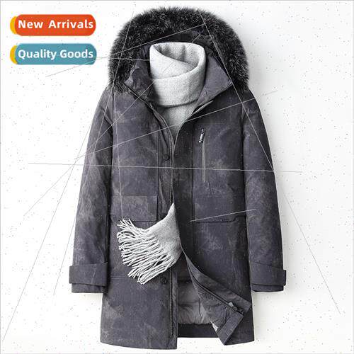 2023 Men down jacket in long hooded winter warm fashion thic