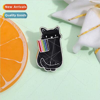 Creative New Personalized Bing Colorful Flag Black Cat Shape
