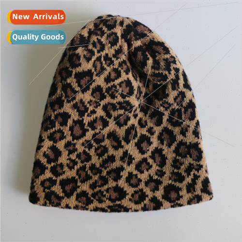 Autumn winter tide  Korea  fashion leopard flap knted cap wo