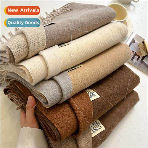 2023 double-sided imation cashmere scarf female autumn winte