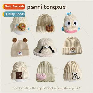 winter quirky system knted color cap beige Children baby