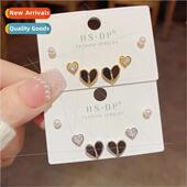 pearl heart combination earrings silver Fashion s925 zircon