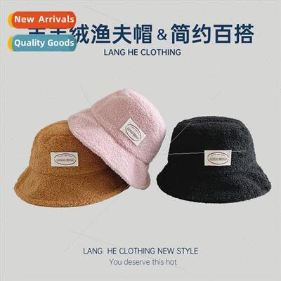 Lamb wool fisherman hat female fall winter Korea  thickened