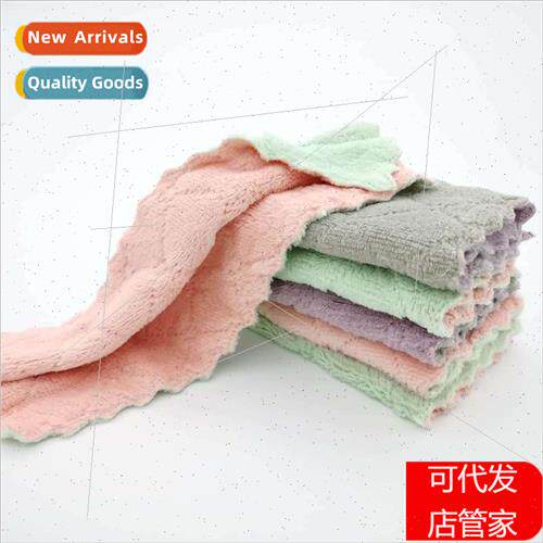 Wet dry dishcloths lint-free -stick two-color dish towel pla