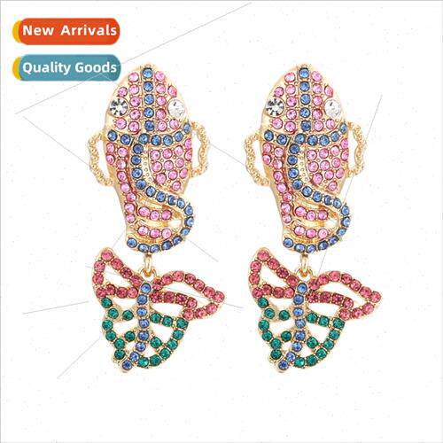 mple retro zinc alloy earrings wh diamond hollow temperament