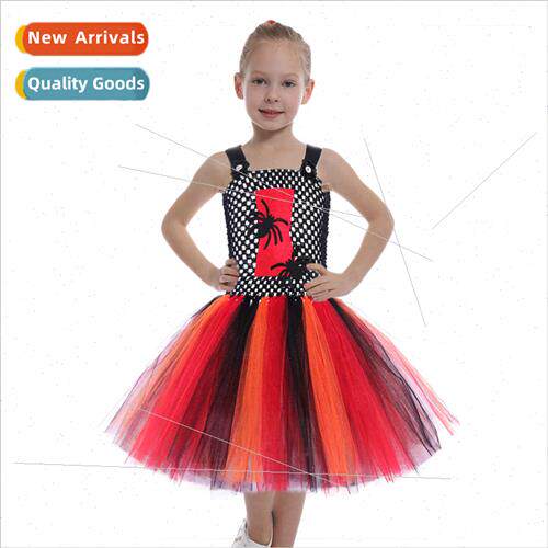 Europe Halloween cosplay black spider mesh tutu dress girls