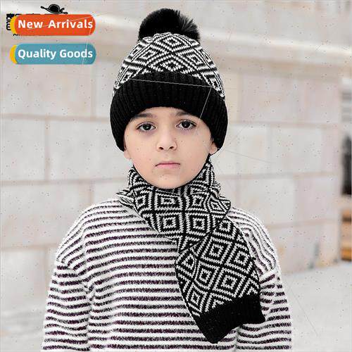 9833 new fall winter baby children hats boys wool cap scarf