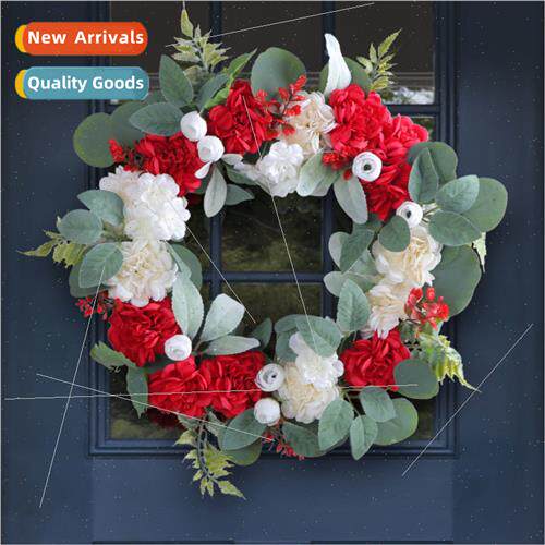 Fresh red whe flowers wreath doo