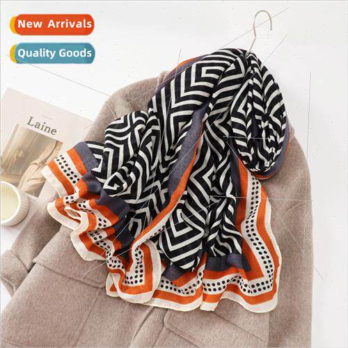 Autumn winter classic imation cotton linen silk scarf stripe