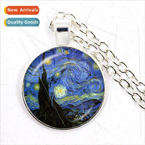 Fashion Van Gogh Star Sunflower 25 MM Time Stone Top Chain P