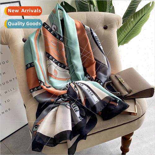 2022 Spring Autumn new new silk satin scarf female beach sha