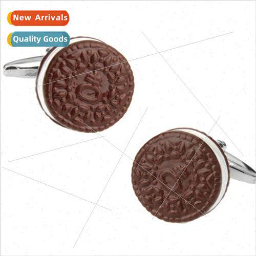 Food Series Coffee Oreo sandwich cookies cufflinks men women
