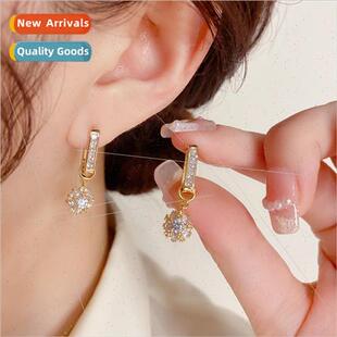 zirconia two wear square dangling ball ball earrings female