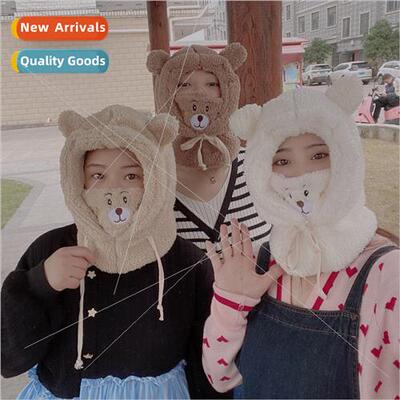Cute bear hat ear protection hat lamb wool thunderbolt hat w
