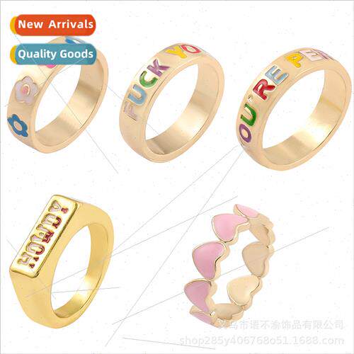 che creative oil drip ring female personaly pattern love rin