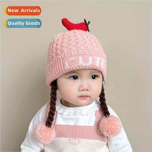 Autumn winter baby hat ear protection woolen knted cute wig