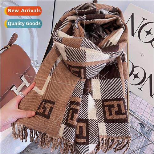 2023 scarf female CUCCI plaid fall winter faux cashmere thic