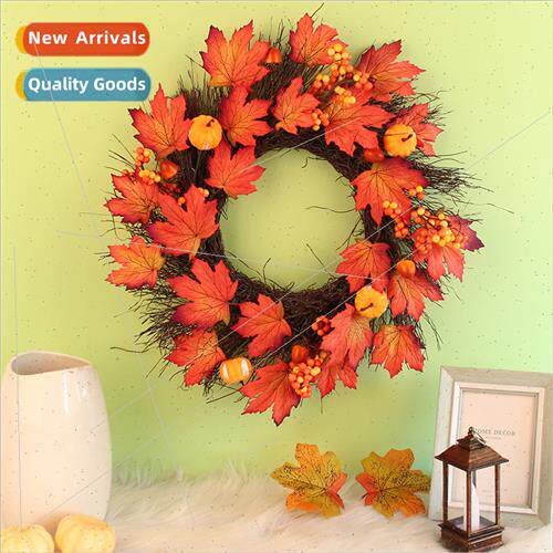 Harvest Festival mulation Maple Leaf Pumpkin Wreath Door Han