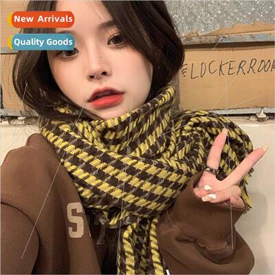 Thousbird plaid ins scarf female fall winter 2023 new Korea