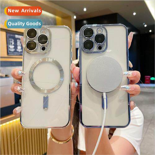 适用Apple 15Promax electroplated CD pattern magnetic phone c