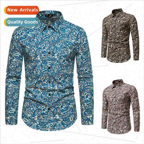 2023 Fall new Europe size men fashion nd paisley print casua