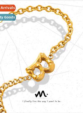 Europe Geometric Gold Letter B Cuban Chain Bracelet Tanium S