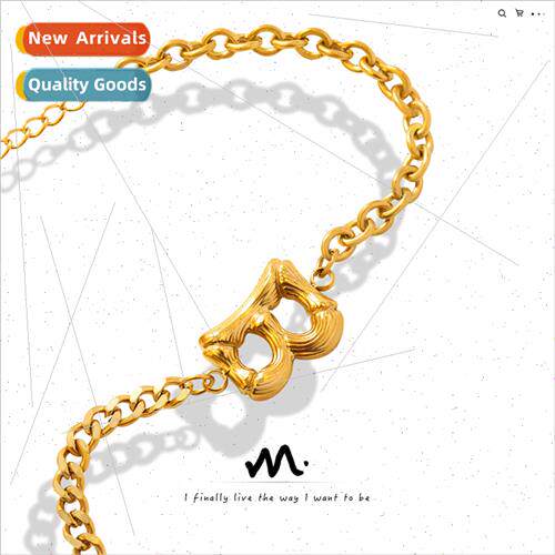 Europe Geometric Gold Letter B Cuban Chain Bracelet Tanium S